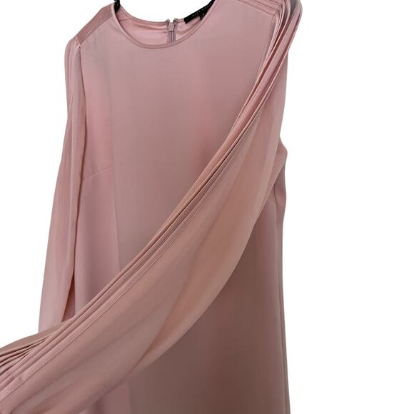 Alex Marie | Pale Pink Pleated Chiffon Sheer Sleeve Dress Size 2 Coquette - Picture 6 of 9